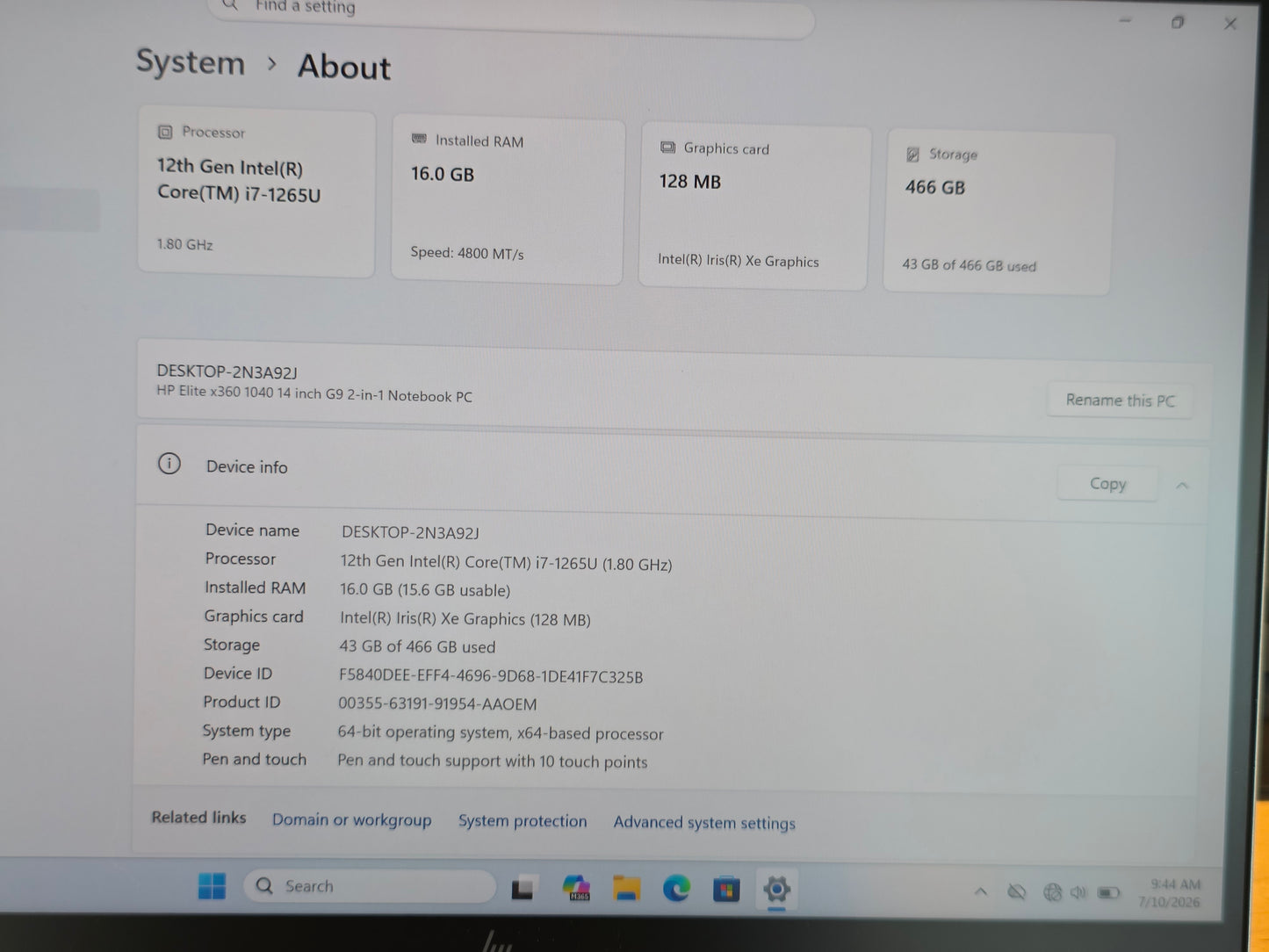 14" HP Elite X360 1040 G9 2-in-1 NoteBook PC