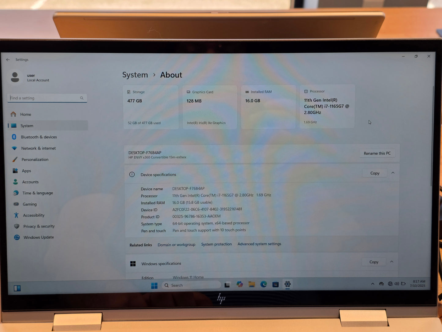 15" HP Envy 2-in-1 - i7, 16GB RAM, 512GB SSD