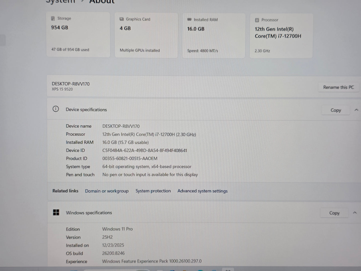 15" Dell XPS 15 9520