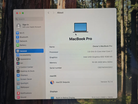 2018 15.4" Apple MacBook Pro