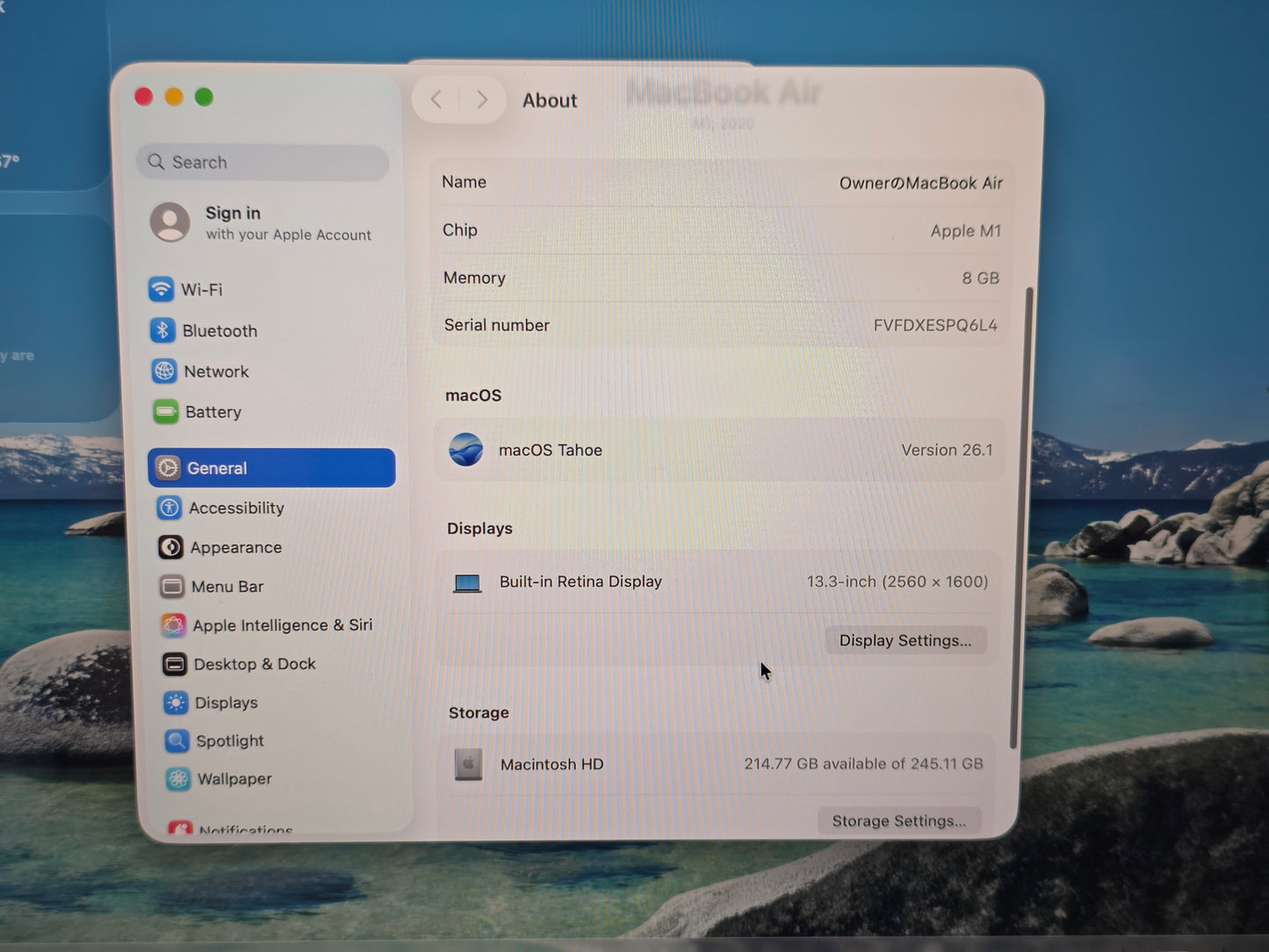 2020 13" M1 Apple MacBook Air